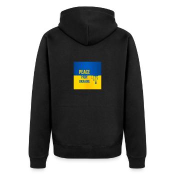 T-shirt Paix pour l’Ukraine - Veste à capuche bio Premium Unisexe - noir - Dos - Nico (187cm)