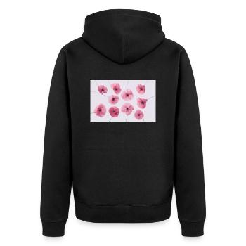 MOHNBLUME Pink Rot - Unisex Premium Bio Zip Hoodie - Schwarz - Hinten - Nico (187cm)