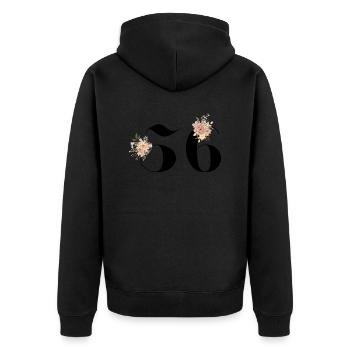 Blumen zum 56-jährigen Jubiläum (Geschenk von 56 Jahren) - Unisex Premium Bio Zip Hoodie - Schwarz - Hinten - Nico (187cm)