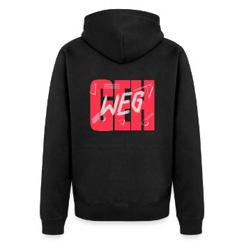Geh Weg! - Unisex Premium Bio Zip Hoodie - Schwarz - Hinten - Nico (187cm)