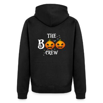 The BOO Crew Funny Halloween Pumpkin T-Shirt - Unisex Premium Bio Zip Hoodie - Schwarz - Hinten - Nico (187cm)