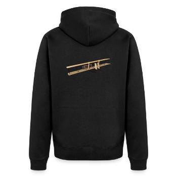 Historisches Motorflugzeug von 1905 - Unisex Premium Bio Zip Hoodie - Schwarz - Hinten - Nico (187cm)