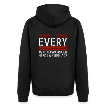 carpentry wood woodcutter apprentice - Unisex Premium Bio Zip Hoodie - Schwarz - Hinten - Nico (187cm)
