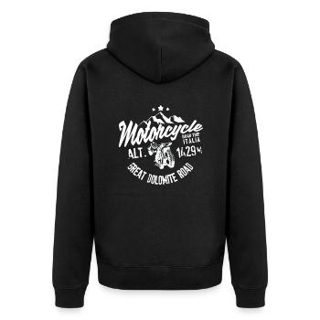 Motorcycle road trip Italia Great Dolomite Road - Veste à capuche bio Premium Unisexe - noir - Dos - Nico (187cm)