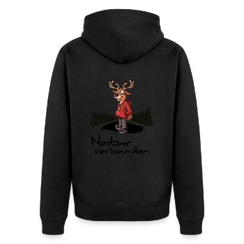 bergwandern naturverbunden servus alpin wanderung - Unisex Premium Bio Zip Hoodie - Schwarz - Hinten - Nico (187cm)