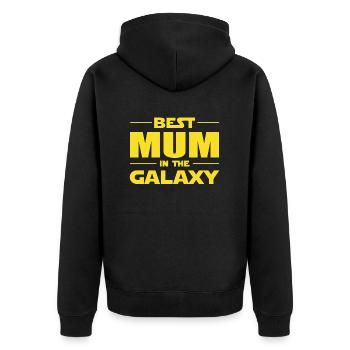 Best Mom Galaxy - Best Mum in the Galaxy - Unisex Premium Organic Zip Hoodie - black - Back - Nico (187cm)