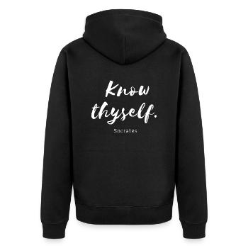 Know thyself Socrates - Veste à capuche bio Premium Unisexe - noir - Dos - Nico (187cm)