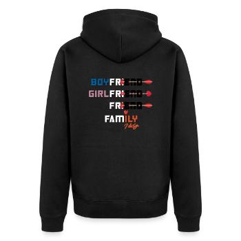 Familie, ich liebe dich - Unisex Premium Bio Zip Hoodie - Schwarz - Hinten - Nico (187cm)