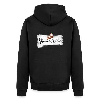 Schwarzwaldliebe mit Schwarzwälder Kirschtorte - Unisex Premium Bio Zip Hoodie - Schwarz - Hinten - Nico (187cm)