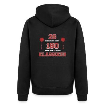 Darts Spruch 26 Sind Zwar Nicht 180 Klassiker - Unisex Premium Bio Zip Hoodie - Schwarz - Hinten - Nico (187cm)