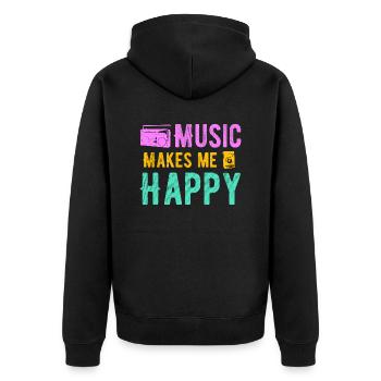 La musique me rend heureux - Veste à capuche bio Premium Unisexe - noir - Dos - Nico (187cm)