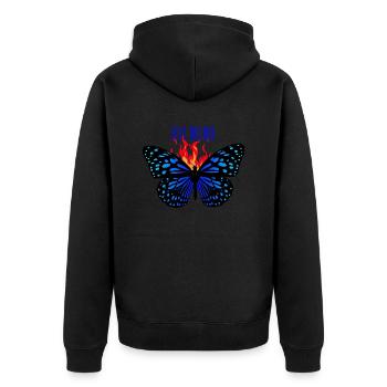 LIVE OR DIE - Unisex Premium Bio Zip Hoodie - Schwarz - Hinten - Nico (187cm)