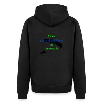 Ich bin Gleitschirmflieger1 - Unisex Premium Bio Zip Hoodie - Schwarz - Hinten - Nico (187cm)