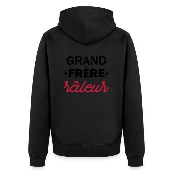 grand frère râleur / cadeau humour grand-frère - Veste à capuche bio Premium Unisexe - noir - Dos - Nico (187cm)