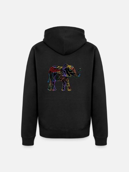 Elefant - Unisex Premium Bio Zip Hoodie - Schwarz