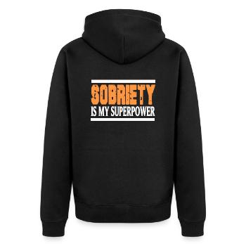La sobriété est mon superpuissance Retro Sober Designs - Veste à capuche bio Premium Unisexe - noir - Dos - Nico (187cm)