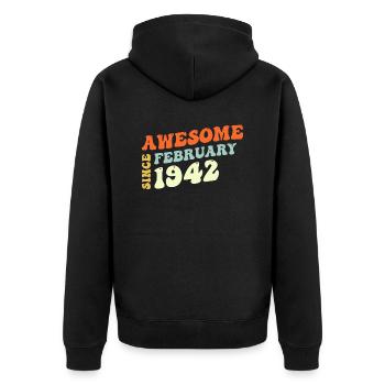 Groovy 81 Years Old Awesome Sinc February 1942 - Unisex Premium Organic Zip Hoodie - black - Back - Nico (187cm)