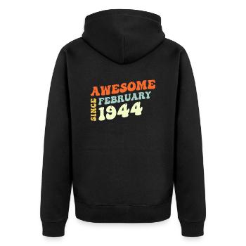 Groovy 79 Years Old Awesome Sinc February 1944 - Unisex Premium Organic Zip Hoodie - black - Back - Nico (187cm)