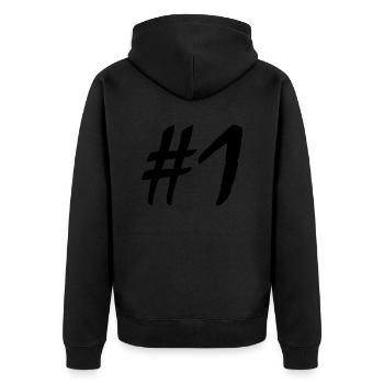 #1 - Unisex Premium Bio Zip Hoodie - Schwarz - Hinten - Nico (187cm)