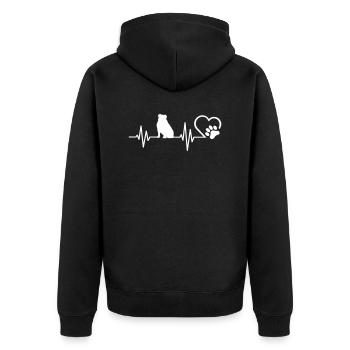 Battement de cœur de bouledogue américain avec patte - Veste à capuche bio Premium Unisexe - noir - Dos - Nico (187cm)