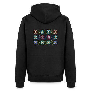 Blumen - Unisex Premium Bio Zip Hoodie - Schwarz - Hinten - Nico (187cm)