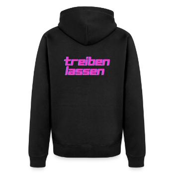 Treiben lassen - Unisex Premium Bio Zip Hoodie - Schwarz - Hinten - Nico (187cm)