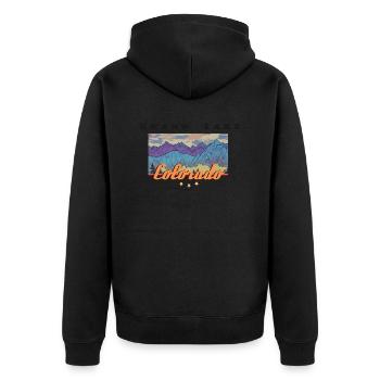 RETRO: Grand Lake Colorado - Unisex Premium Bio Zip Hoodie - Schwarz - Hinten - Nico (187cm)