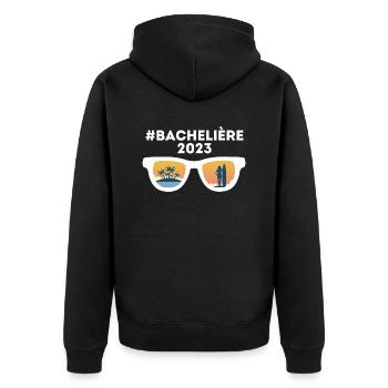 Bachelière en vacances - Souvenir Baccalauréat 202 - Veste à capuche bio Premium Unisexe - noir - Dos - Nico (187cm)