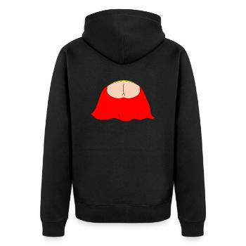 Flying Bum - Aufwärts fliegen - Unisex Premium Bio Zip Hoodie - Schwarz - Hinten - Nico (187cm)