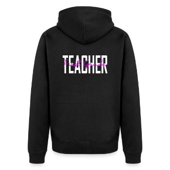 Lehrergeschenke der 1. Klasse - Unisex Premium Bio Zip Hoodie - Schwarz - Hinten - Nico (187cm)