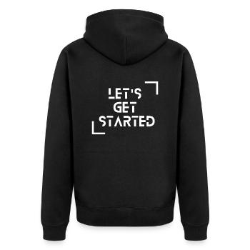 Let's get started - Unisex Premium Organic Zip Hoodie - black - Back - Nico (187cm)