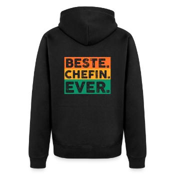 Arbeit Kollegen Büro Teamleiter Führungskraft Chef - Unisex Premium Bio Zip Hoodie - Schwarz - Hinten - Nico (187cm)