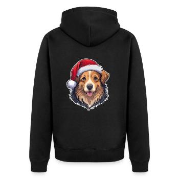 10 chien mignon Père Noël avec chapeau - Veste à capuche bio Premium Unisexe - noir - Dos - Nico (187cm)