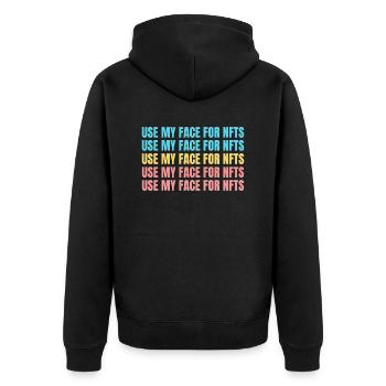 Use my face for NFTs - Unisex Premium Bio Zip Hoodie - Schwarz - Hinten - Nico (187cm)