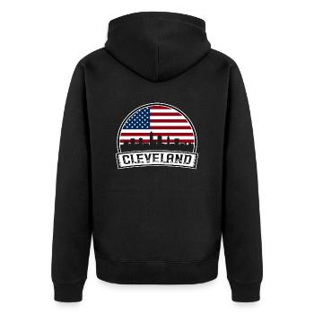 Cleveland Skyline - Unisex Premium Bio Zip Hoodie - Schwarz - Hinten - Nico (187cm)