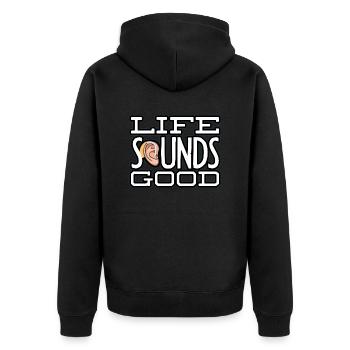Pediatric Audiologist Audiology Life Sounds Good - Unisex Premium Organic Zip Hoodie - black - Back - Nico (187cm)