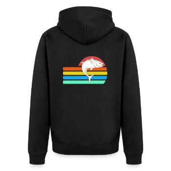 Retro Vintage Awesome Fishing Designs T-Shirt - Unisex Premium Bio Zip Hoodie - Schwarz - Hinten - Nico (187cm)