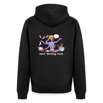 Maman qui travaille dur - Jack of all trades Mama - Veste à capuche bio Premium Unisexe - noir - Dos - Nico (187cm)