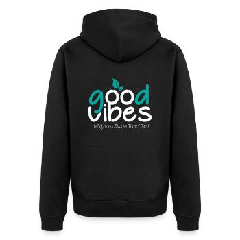 shirt new 02 - Unisex Premium Bio Zip Hoodie - Schwarz - Hinten - Nico (187cm)