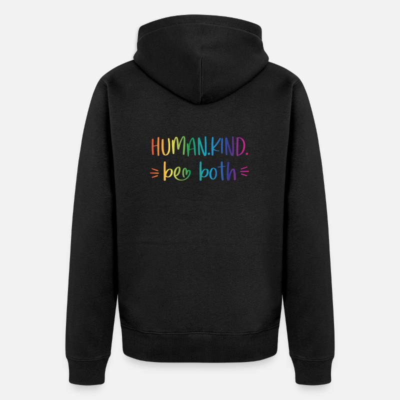 Human Kind - be both - Unisex Premium Bio Zip Hoodie - Schwarz