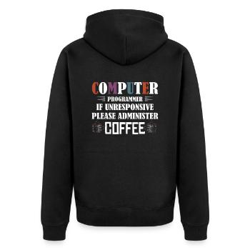 Computer Programmer Software Coding - Unisex Premium Organic Zip Hoodie - black - Back - Nico (187cm)