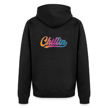 Chillin Chill Vintage - Unisex Premium Bio Zip Hoodie - Schwarz - Hinten - Nico (187cm)
