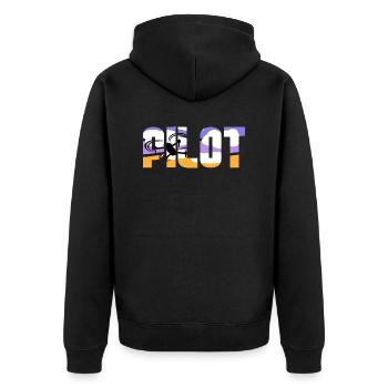 PILOT - Unisex Premium Bio Zip Hoodie - Schwarz - Hinten - Nico (187cm)