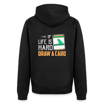 If Life Is Hard - Draw A Card Trading Cards Card C - Unisex Premium Bio Zip Hoodie - Schwarz - Hinten - Nico (187cm)