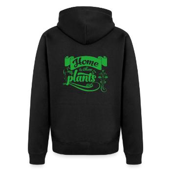 La maison est l’endroit où mes plantes sont typographie - Veste à capuche bio Premium Unisexe - noir - Dos - Nico (187cm)