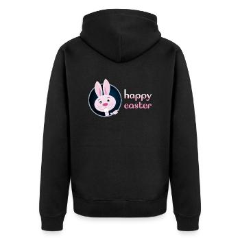 Cute Bunnies w/ Happy Easter for Teacher - Unisex Premium Organic Zip Hoodie - black - Back - Nico (187cm)