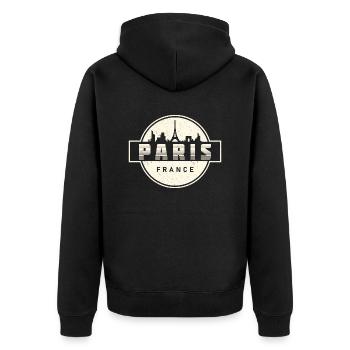 Französisch Frankreich Paris Franzose - Unisex Premium Bio Zip Hoodie - Schwarz - Hinten - Nico (187cm)