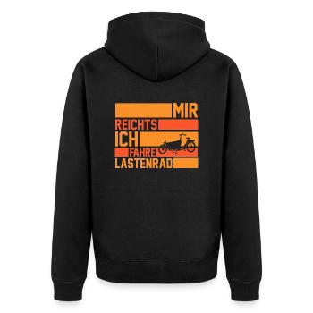 Fahrrad Lastenfahrrad Lastenrad - Unisex Premium Bio Zip Hoodie - Schwarz - Hinten - Nico (187cm)