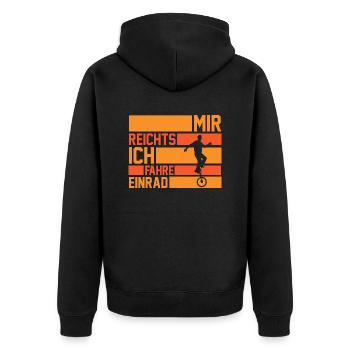 Kunstrad Fahrrad Einrad - Unisex Premium Bio Zip Hoodie - Schwarz - Hinten - Nico (187cm)