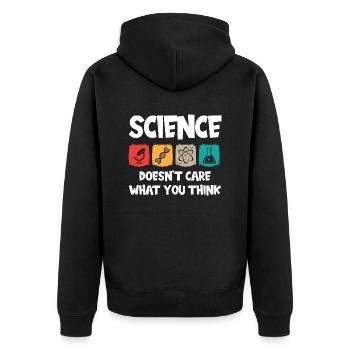 Science - Unisex Premium Bio Zip Hoodie - Schwarz - Hinten - Nico (187cm)
